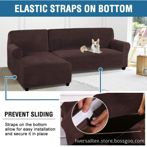 Thick Velvet Stretch L-Shape Sofa Cover